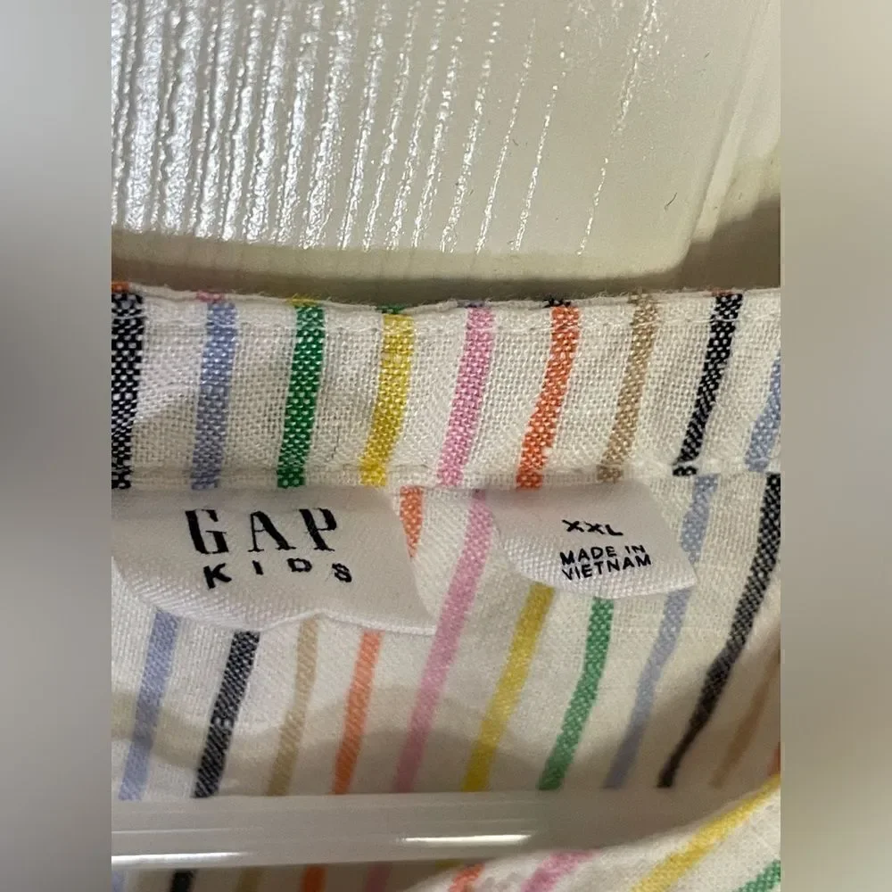 GAP kids Short Sleeve Button Front Rainbow Stripe Romper Girl xxl